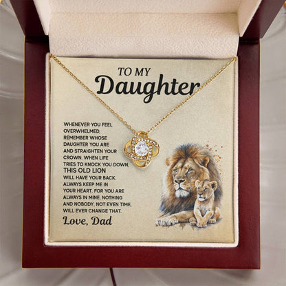 Gift for Daughter from Dad - Lion and Love Knot Necklace for Special Moments