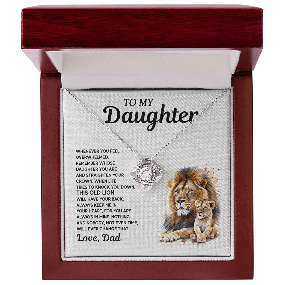 To My Daughter - Lion Love Knot Necklace, A Meaningful Gift From Dad