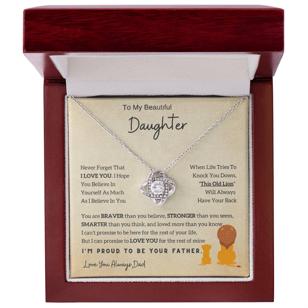 Lion Daughter Necklace - Perfect Love Knot Necklace Gift From Dad