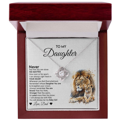 Lion Daughter Necklace - Heartfelt Love Knot Necklace Gift from Dad