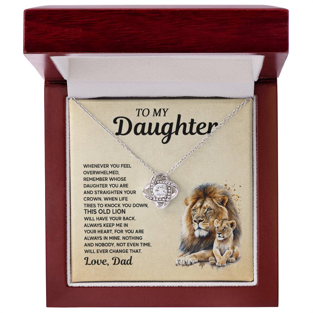 Gift for Daughter from Dad - Lion and Love Knot Necklace for Special Moments