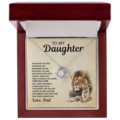 Gift for Daughter from Dad - Lion and Love Knot Necklace for Special Moments