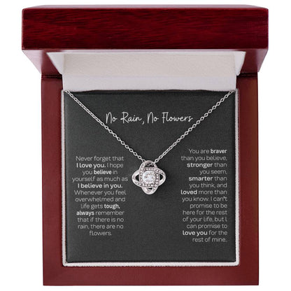 No Rain No Flowers Necklace - Perfect Love Knot Necklace Gift for Daughter from Dad & Mom