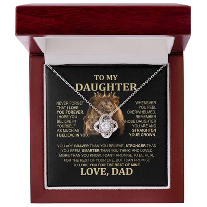 To My Daughter Lion Necklace - Special Love Knot Pendant Gift from Dad