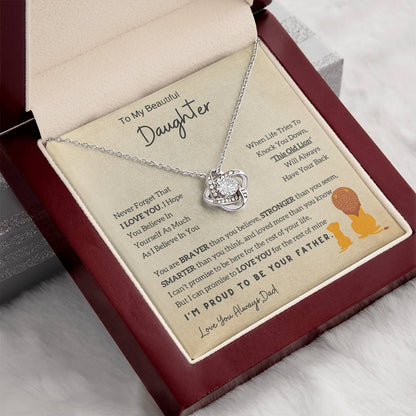 Lion Daughter Necklace - Perfect Love Knot Necklace Gift From Dad