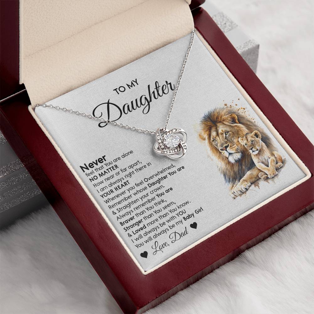 Lion Daughter Necklace - Heartfelt Love Knot Necklace Gift from Dad