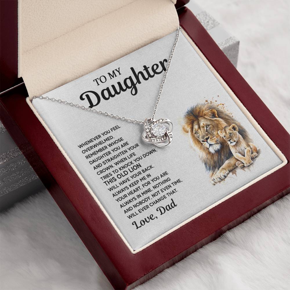 To My Daughter - Lion Love Knot Necklace, A Meaningful Gift From Dad