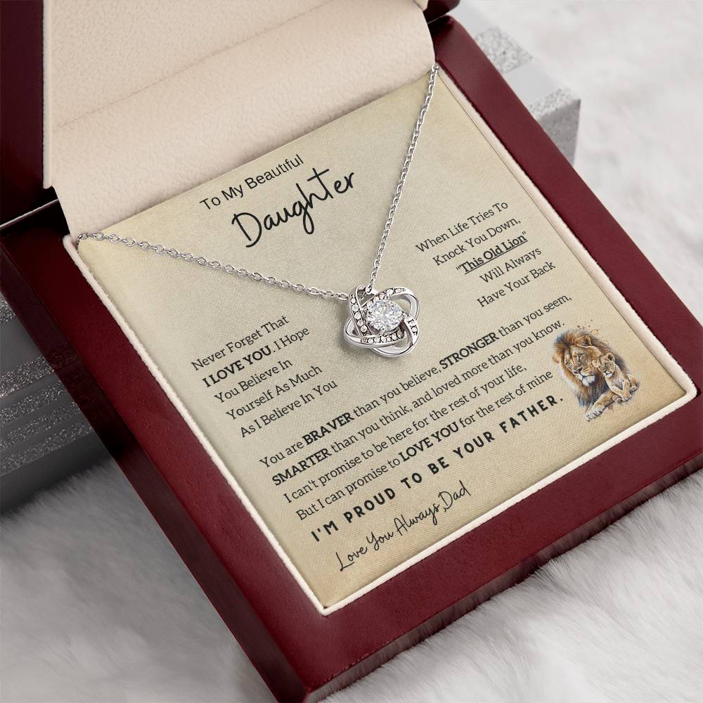 Lion Love Knot Necklace - Special Gift for Daughter From Dad