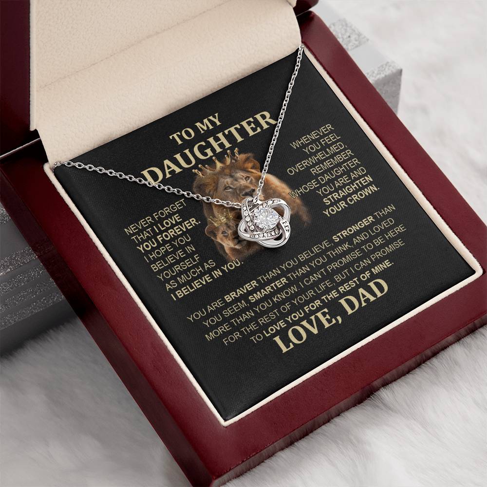 To My Daughter Lion Necklace - Special Love Knot Pendant Gift from Dad