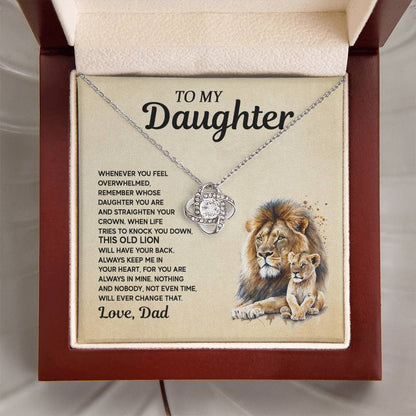 Gift for Daughter from Dad - Lion and Love Knot Necklace for Special Moments