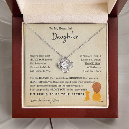 Lion Daughter Necklace - Perfect Love Knot Necklace Gift From Dad