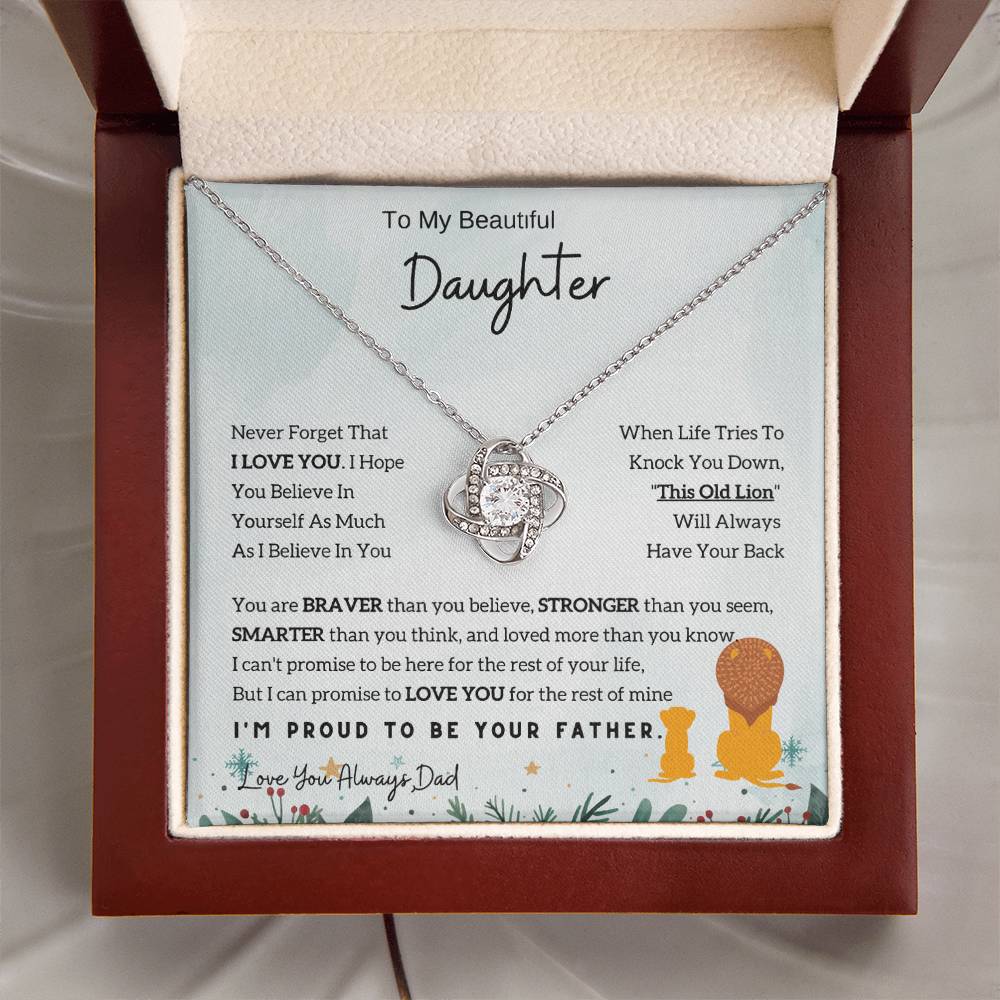 Lion Love Knot Necklace - The Perfect Daughter Necklace from Dad