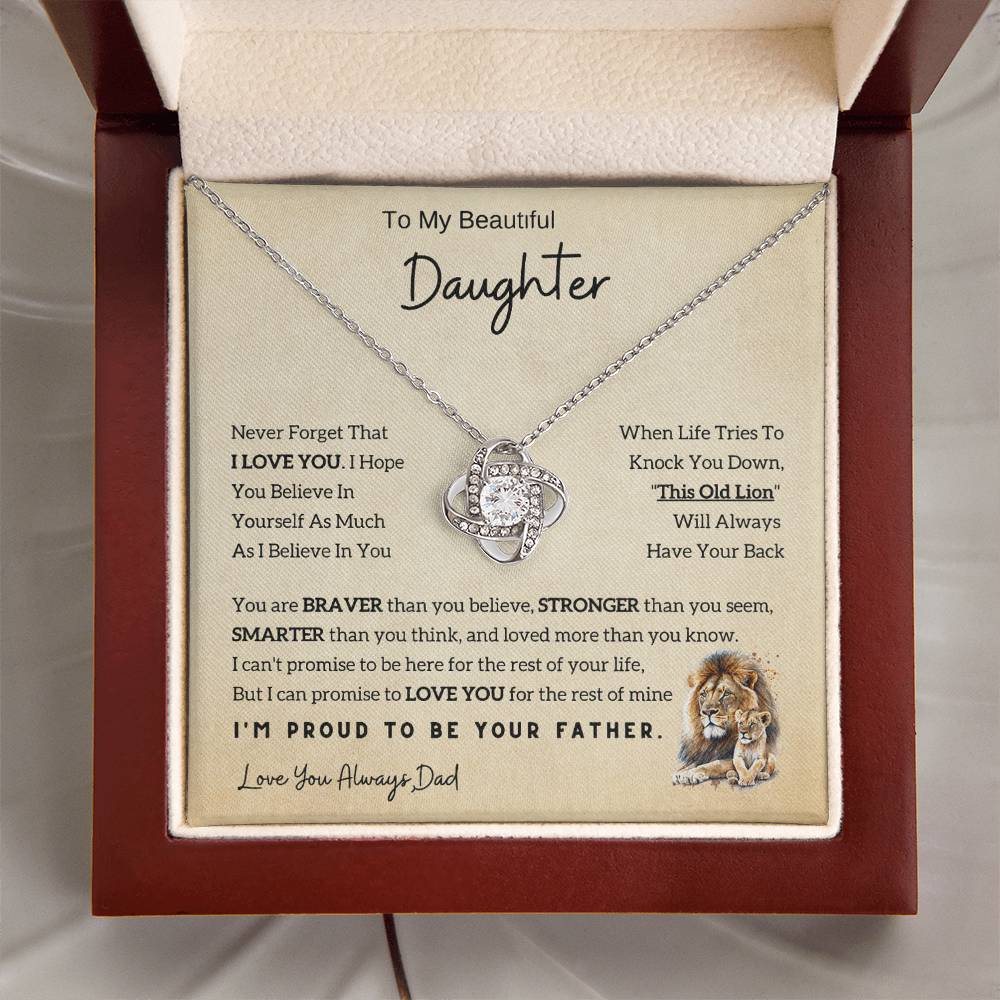 Lion Love Knot Necklace - Special Gift for Daughter From Dad