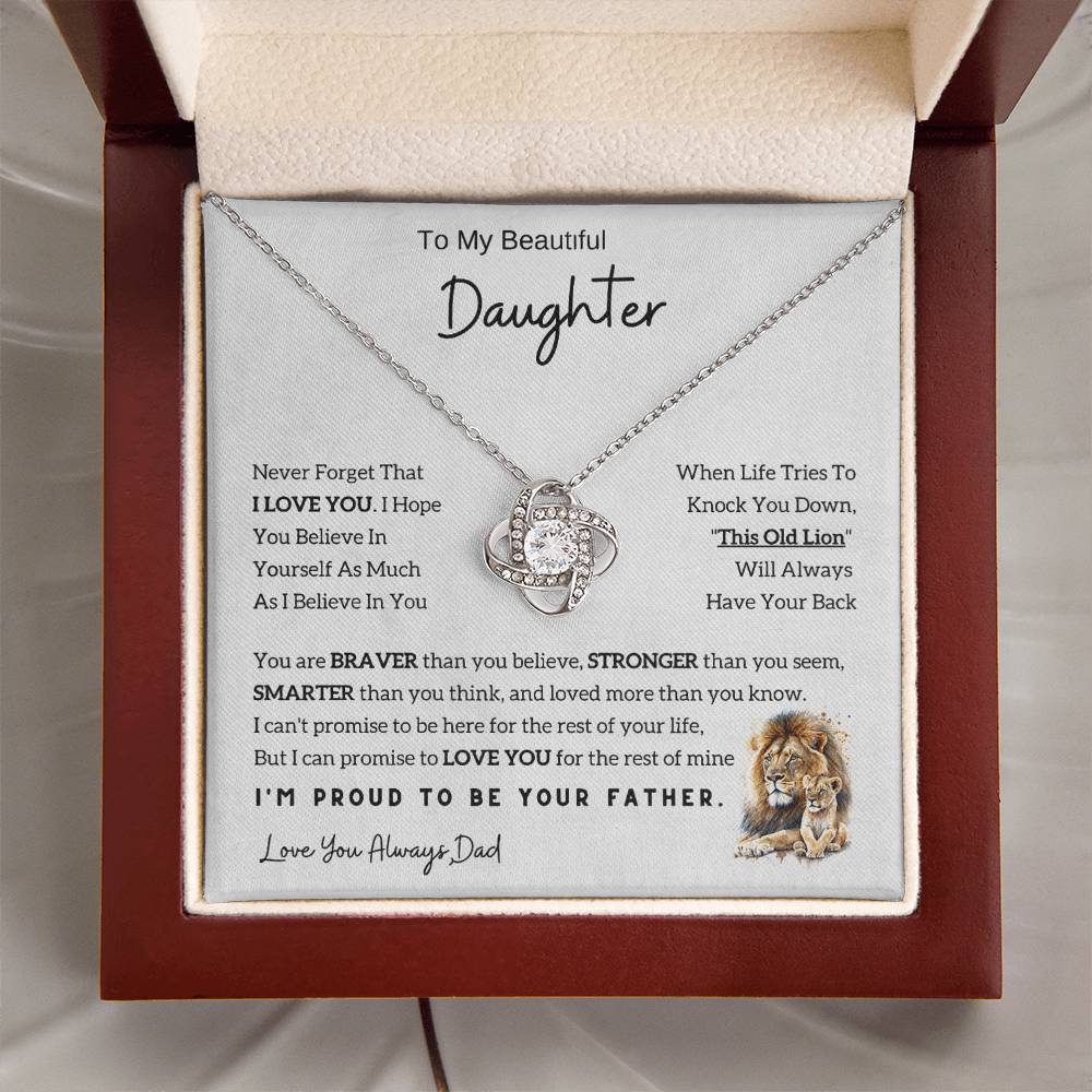 Love Knot Necklace for Daughter from Dad - Lion Theme Necklace