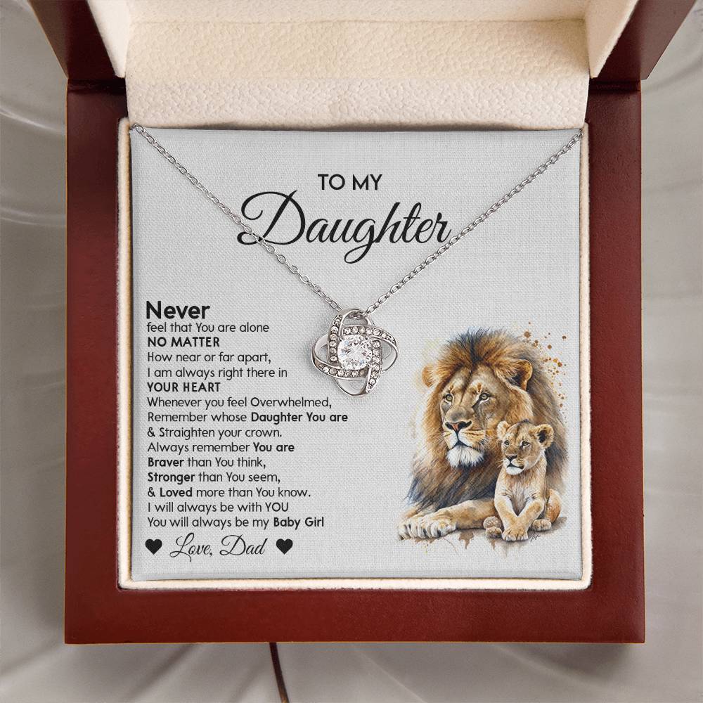 Lion Daughter Necklace - Heartfelt Love Knot Necklace Gift from Dad