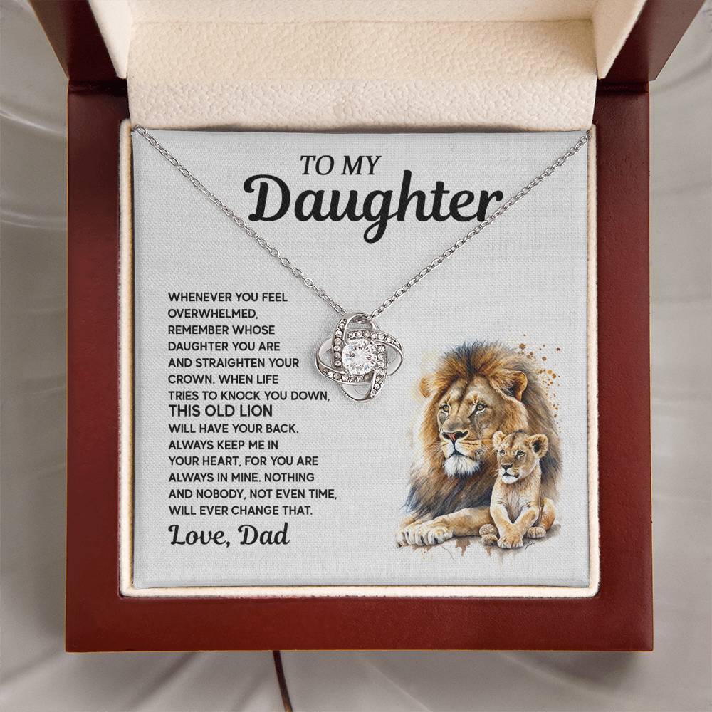 To My Daughter - Lion Love Knot Necklace, A Meaningful Gift From Dad