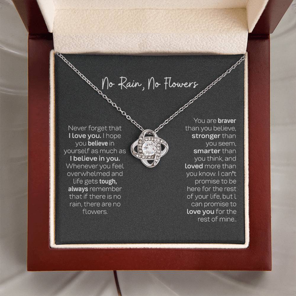 No Rain No Flowers Necklace - Perfect Love Knot Necklace Gift for Daughter from Dad & Mom