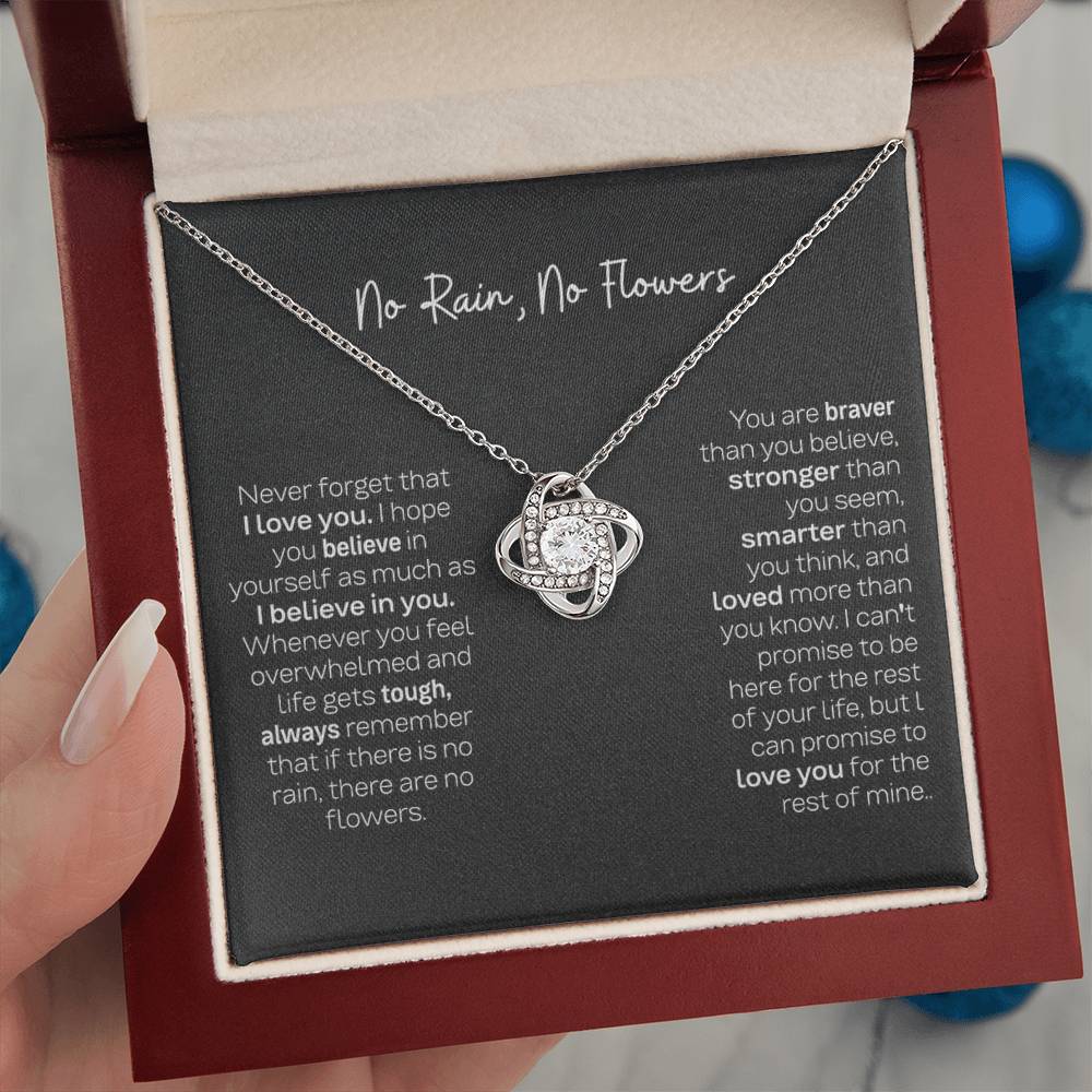 No Rain No Flowers Necklace - Perfect Love Knot Necklace Gift for Daughter from Dad & Mom