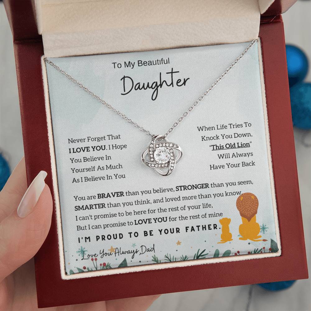 Lion Love Knot Necklace - The Perfect Daughter Necklace from Dad