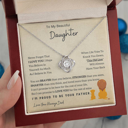 Lion Daughter Necklace - Perfect Love Knot Necklace Gift From Dad