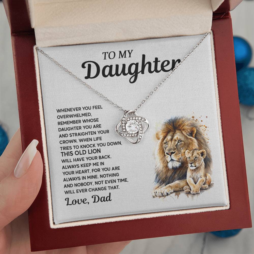 To My Daughter - Lion Love Knot Necklace, A Meaningful Gift From Dad