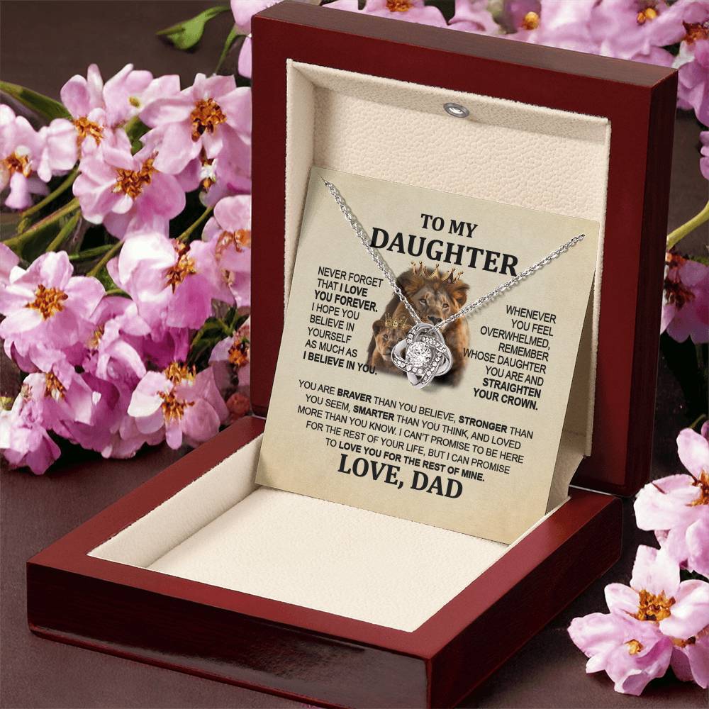 To My Daughter - Lion - Love Knot Necklace - Gift idea For Daughter