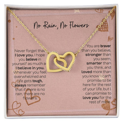 No Rain No Flowers Interlocking Hearts Necklace - Thoughtful Gift for Daughter