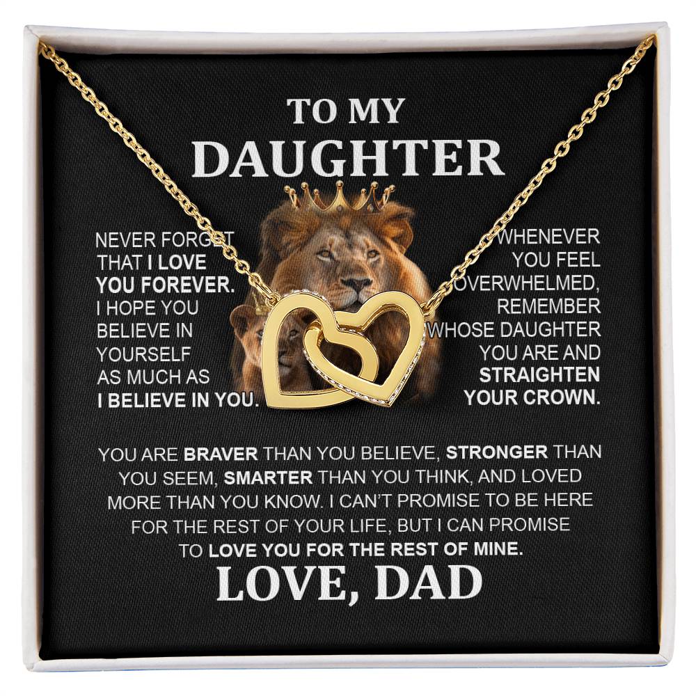 Lion Interlocking Hearts Necklace - To My Daughter from Dad, Perfect Gift