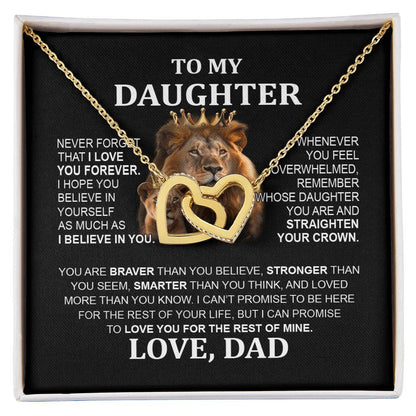 Lion Interlocking Hearts Necklace - To My Daughter from Dad, Perfect Gift