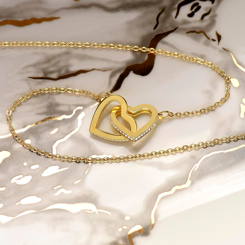 Interlocking Hearts Necklace with 'To My Daughter' Message - Special Gift from Mom & Dad