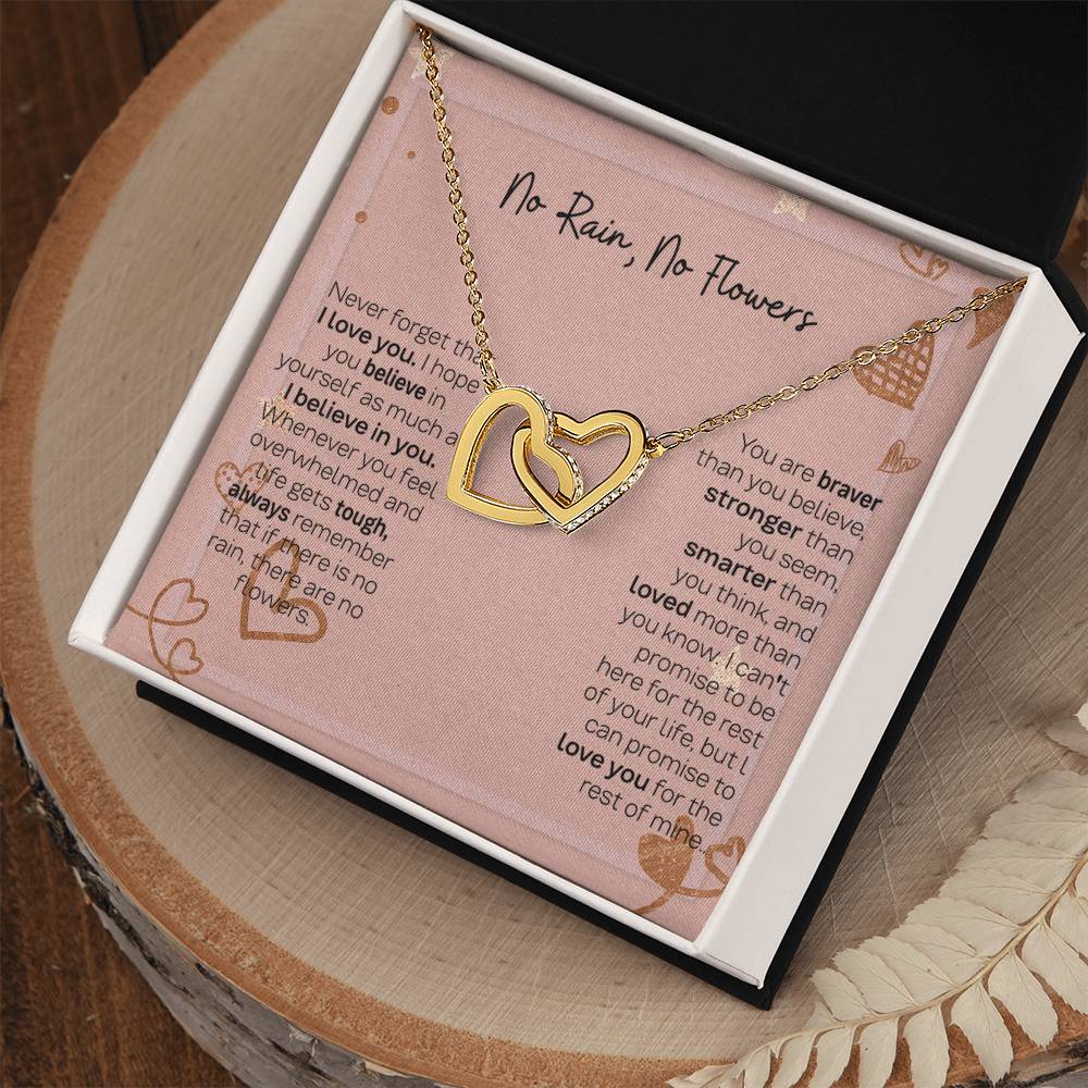 No Rain No Flowers Interlocking Hearts Necklace - Thoughtful Gift for Daughter