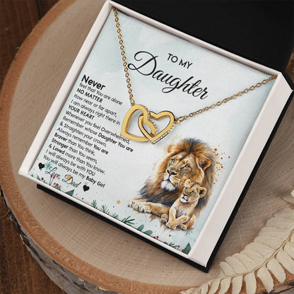 Christmas Gift for Daughter - Lion Interlocking Hearts Necklace from Dad