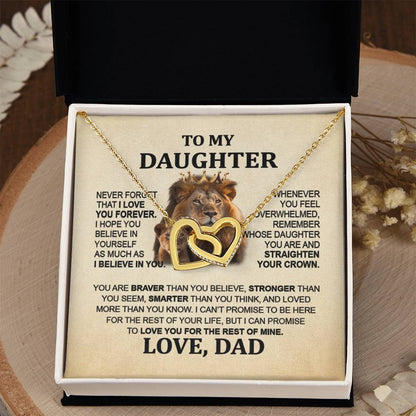 Lion Interlocking Hearts Necklace - To My Daughter, Ideal Birthday Gift