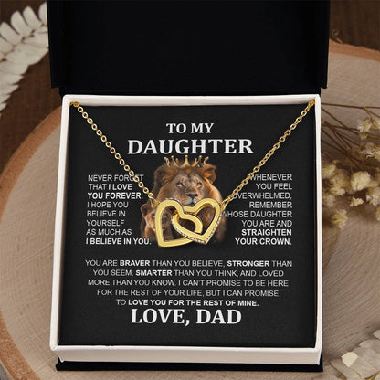 Lion Interlocking Hearts Necklace - To My Daughter from Dad, Perfect Gift