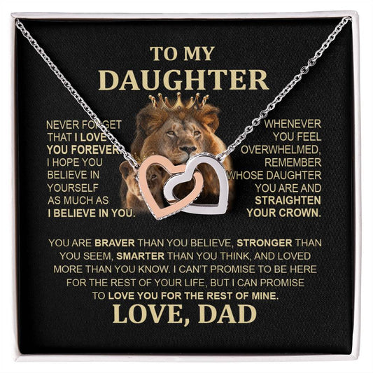 To My Daughter - Lion Interlocking Hearts Necklace from Dad, Ideal Birthday Gift