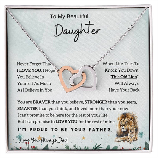 Birthday or Christmas Gift for Daughter - To My Daughter Interlocking Hearts Necklace from Dad