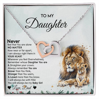 Christmas Gift for Daughter - Lion Interlocking Hearts Necklace from Dad