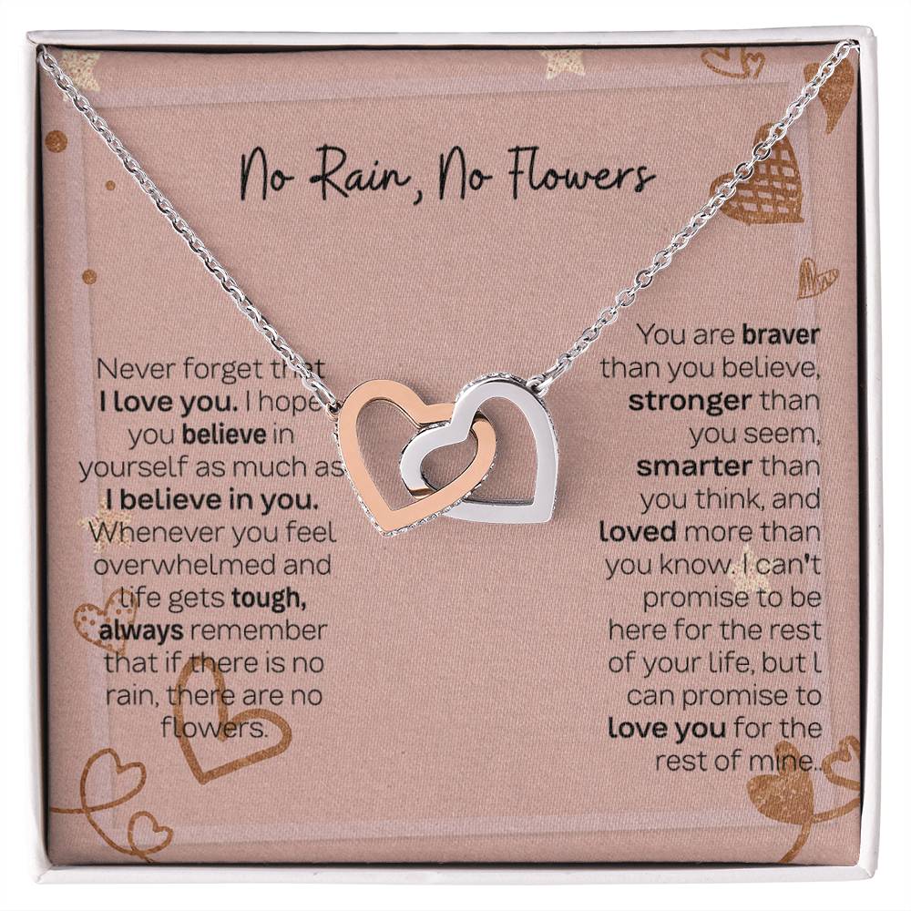 No Rain No Flowers Interlocking Hearts Necklace - Thoughtful Gift for Daughter