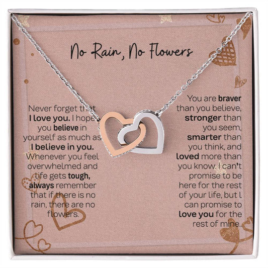 No Rain No Flowers Interlocking Hearts Necklace - Thoughtful Gift for Daughter