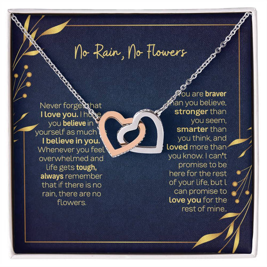 No Rain No Flowers Interlocking Hearts Necklace - Perfect Birthday Gift for Daughter