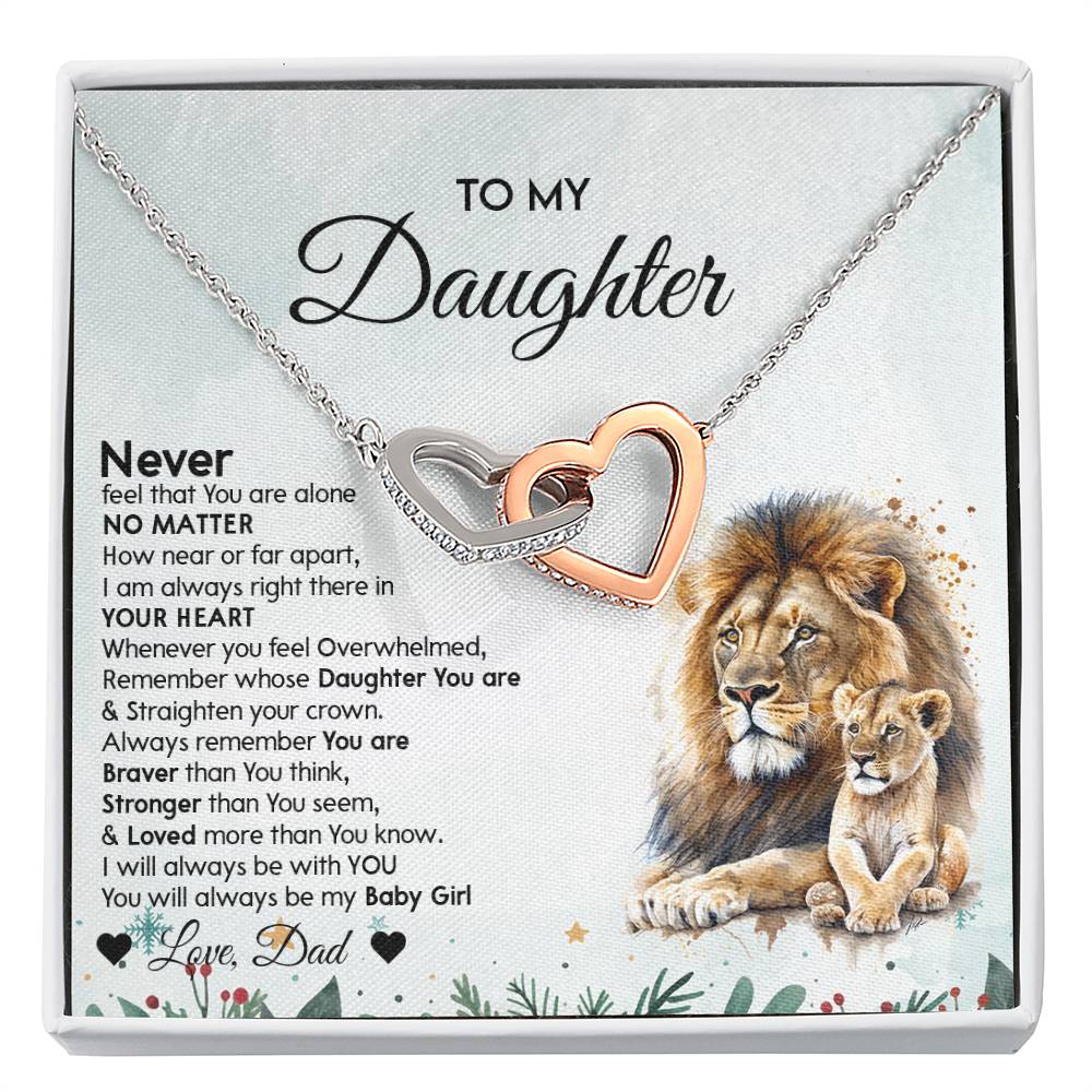 Christmas Gift for Daughter - Lion Interlocking Hearts Necklace from Dad