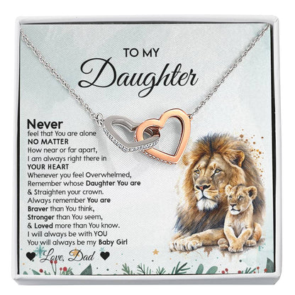 Christmas Gift for Daughter - Lion Interlocking Hearts Necklace from Dad