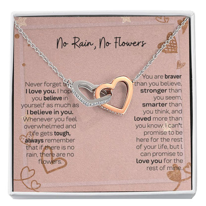 No Rain No Flowers Interlocking Hearts Necklace - Thoughtful Gift for Daughter