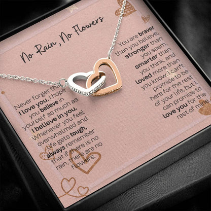 No Rain No Flowers Interlocking Hearts Necklace - Thoughtful Gift for Daughter