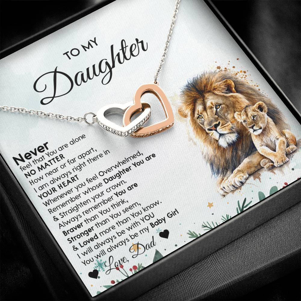 Christmas Gift for Daughter - Lion Interlocking Hearts Necklace from Dad