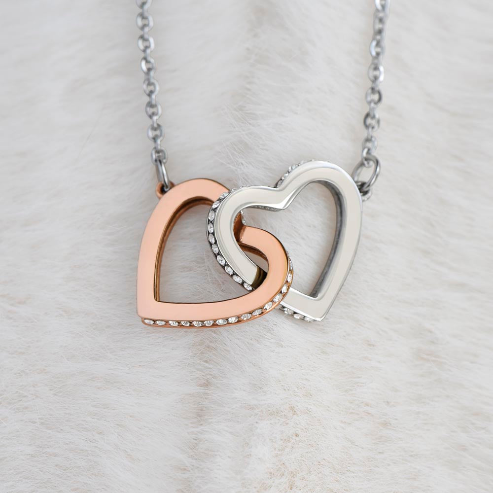 Interlocking Hearts Necklace with 'To My Daughter' Message - Special Gift from Mom & Dad