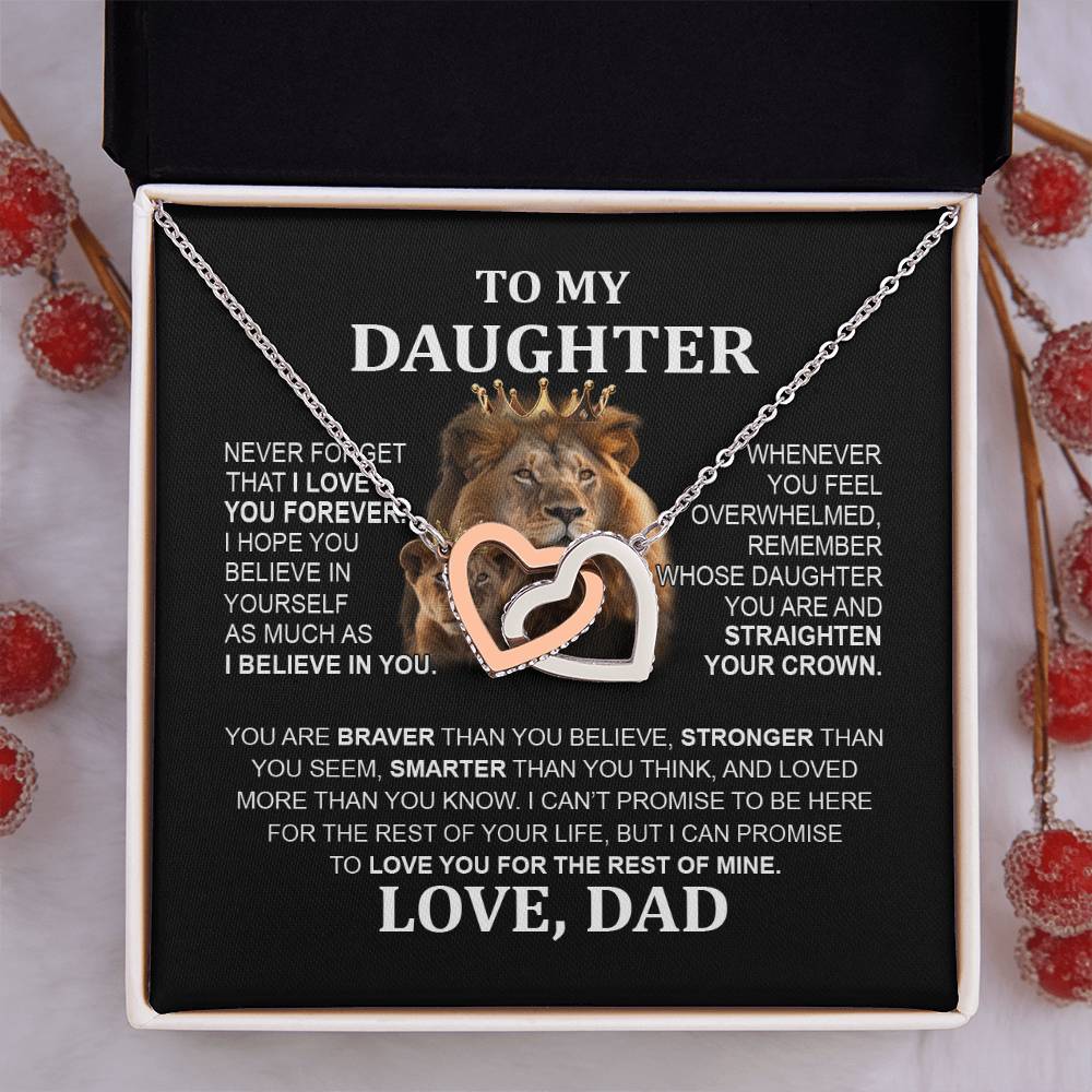 Lion Interlocking Hearts Necklace - To My Daughter from Dad, Perfect Gift