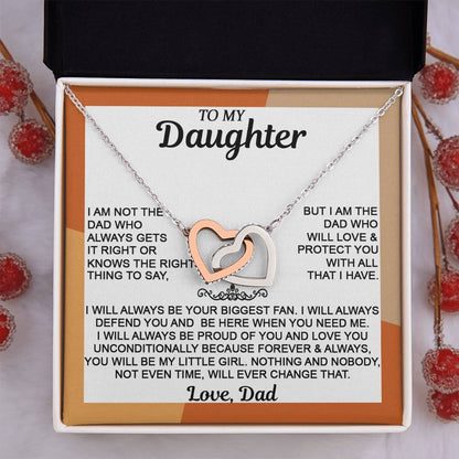 From Mom & Dad - Interlocking Hearts Necklace, Sentimental Gift for Daughter's Birthday