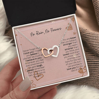 No Rain No Flowers Interlocking Hearts Necklace - Thoughtful Gift for Daughter