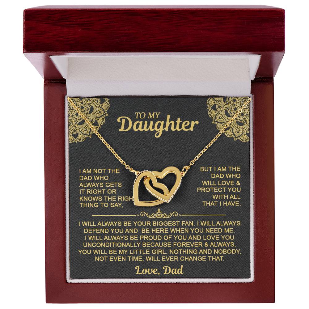 Interlocking Hearts Necklace with 'To My Daughter' Message - Special Gift from Mom & Dad